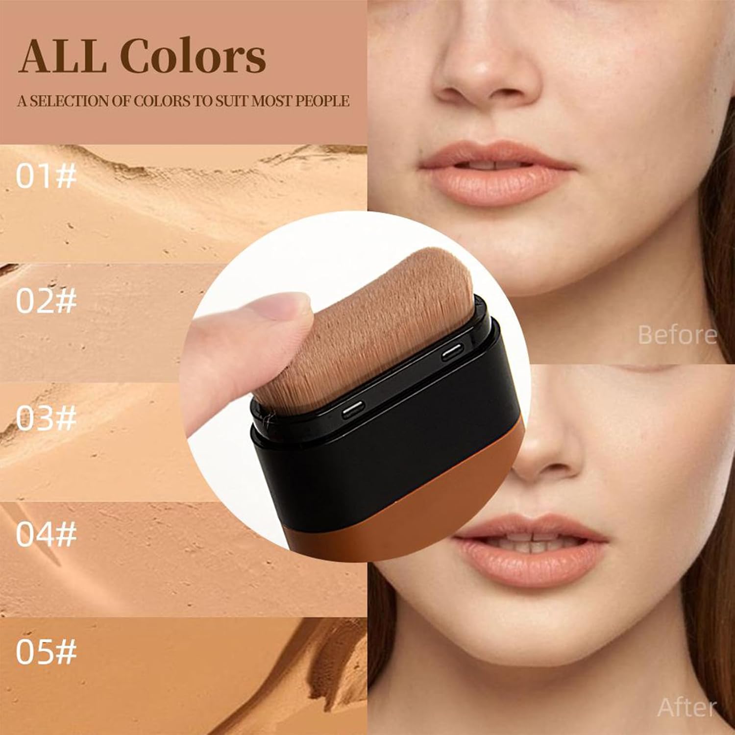 Full Coverage Foundation Stick with Built-In Brush – Waterproof Matte (#2 Natural)