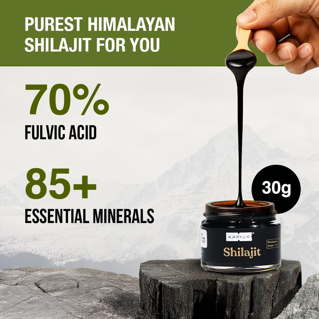 Kapiva Himalayan Shilajit Resin – Pure Ayurvedic Energy & Stamina Booster (30g, 250mg/Serving)