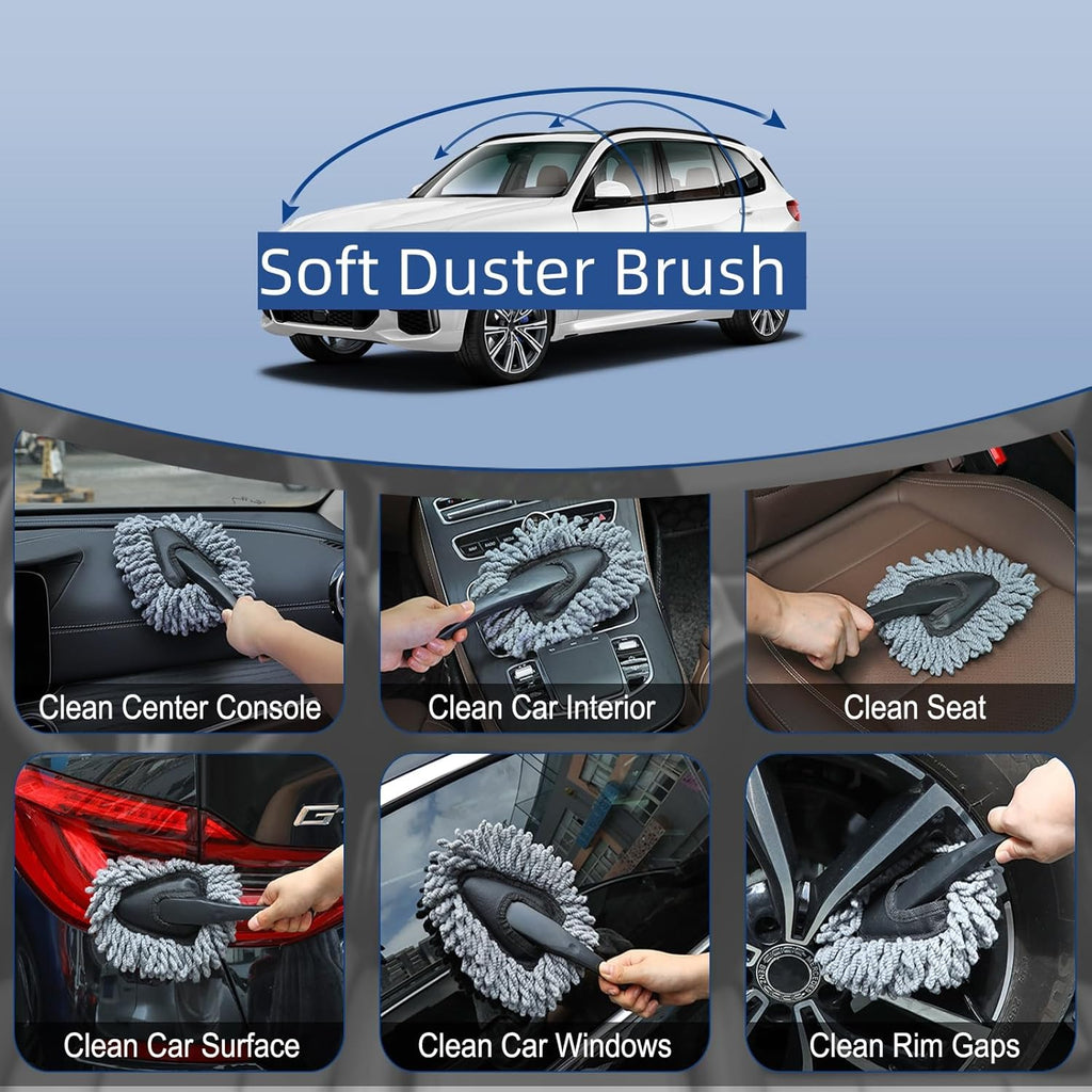 Car Interior Cleaning Kit – Duster Brush & Gel Putty Set for Dashboard, Vents & Detailing