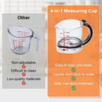 Adjustable Measuring Cup with Scraper Base – Space-Saving, Easy Clean, Metric & Imperial