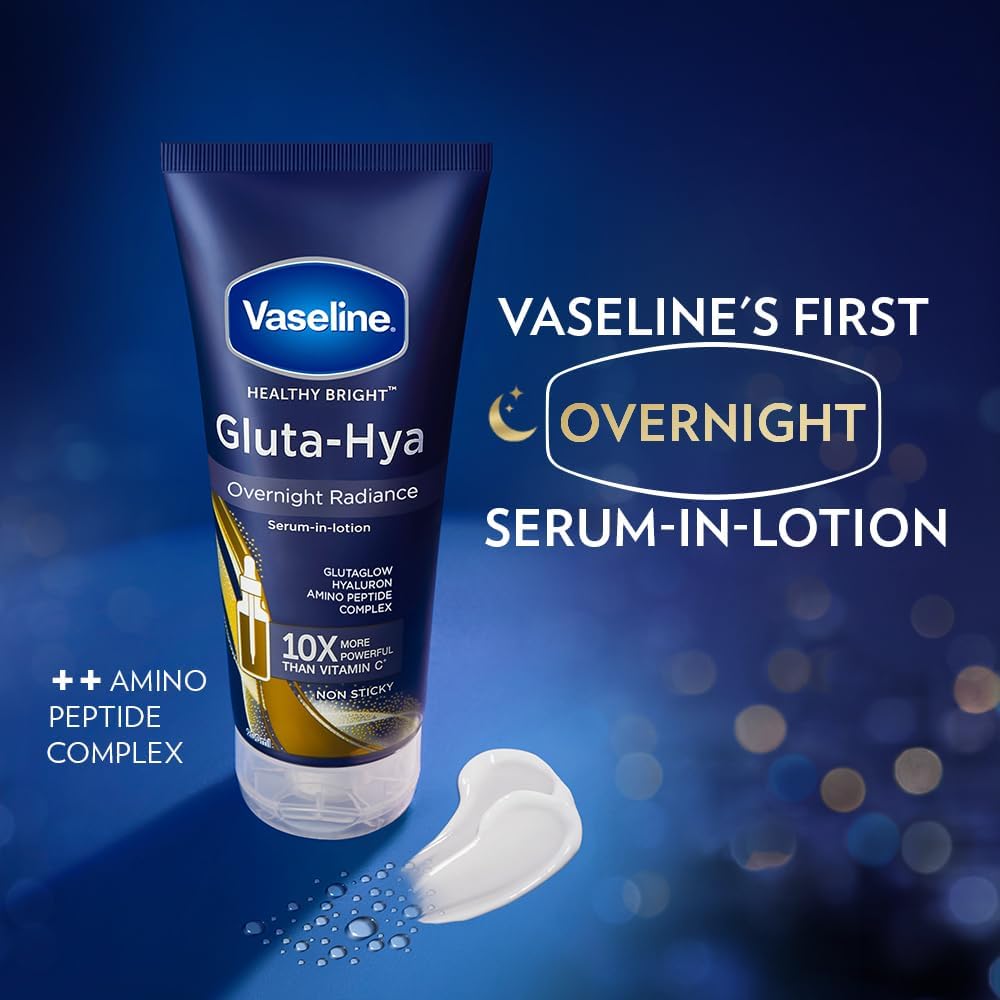 Vaseline Gluta-Hya Overnight Radiance Lotion – Brightening Face & Body Care (200ml)