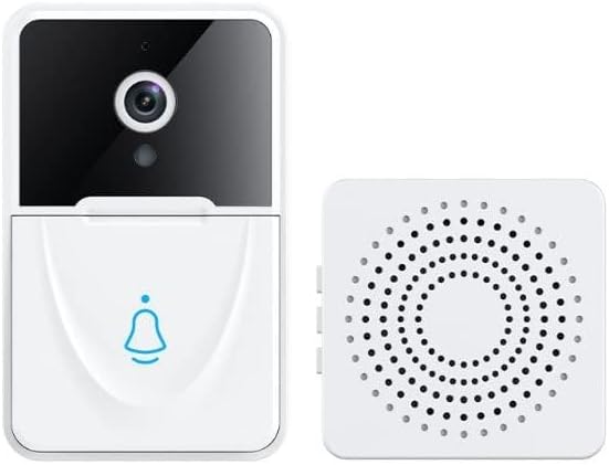 Wireless Video Doorbell Camera, 1080P Smart Video Doorbell with Chime, 2-Way Audio Night Vision with Chime Receiver for Home Security, 2.4 GHz WiFi Door Camera, Easy Setup, Adjustable