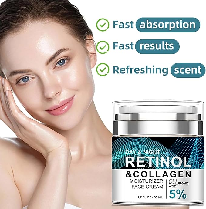 Advanced Retinol & Collagen Face Cream – 5% Hyaluronic Acid, Anti-Aging & 24H Hydration