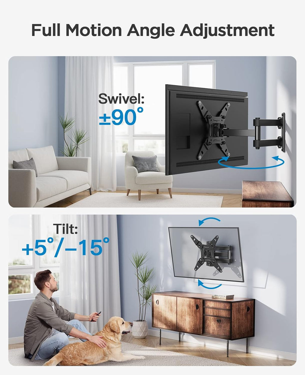 PERLESMITH TV Wall Bracket – Swivel Tilt Mount 13–42"