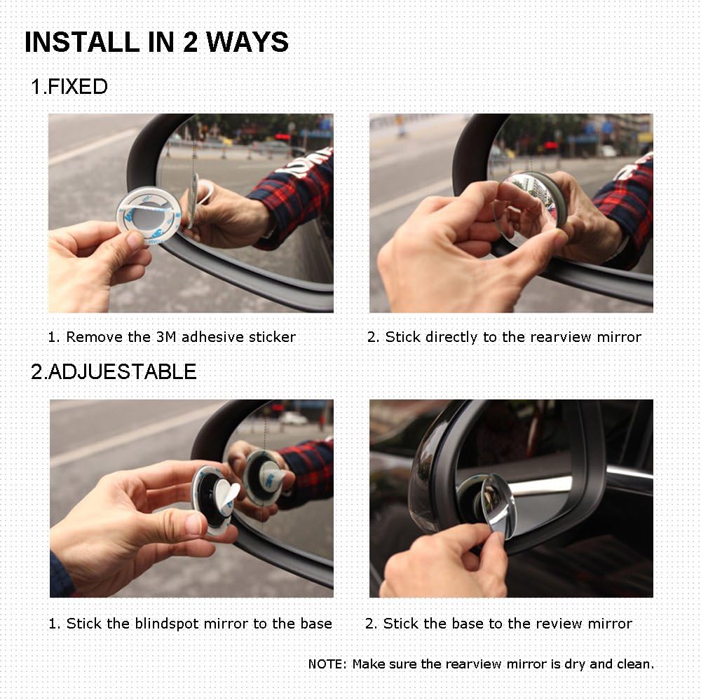 BEEWAY 360° Blind Spot Mirrors – Pack of 2