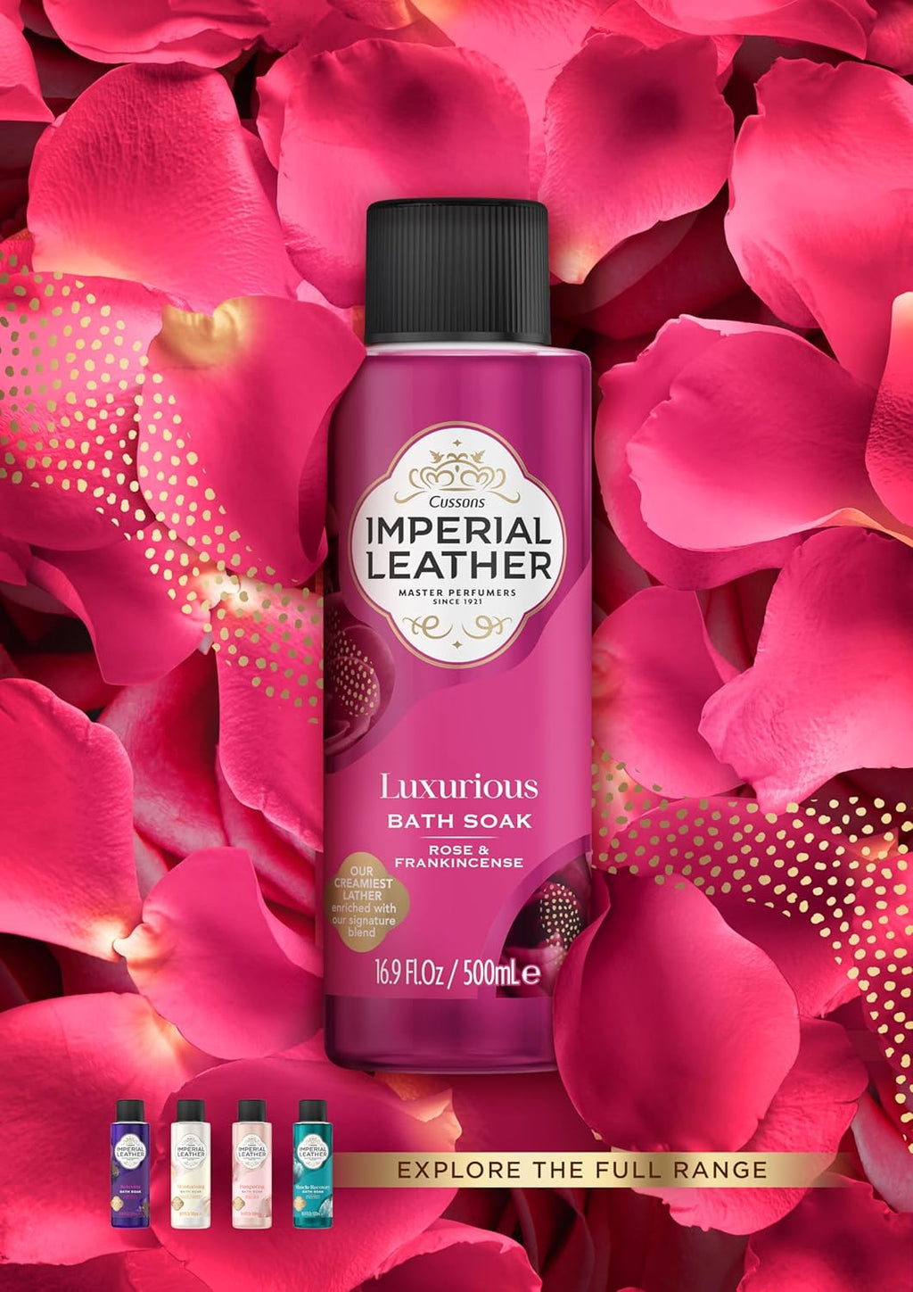 Imperial Leather Rose & Frankincense Bubble Bath – Luxurious Bath Soak (4x500ml)