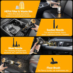 Portable Cordless Car Vacuum – Mini Handheld Cleaner with LCD & Multi-Nozzles for Car, Home & Pets