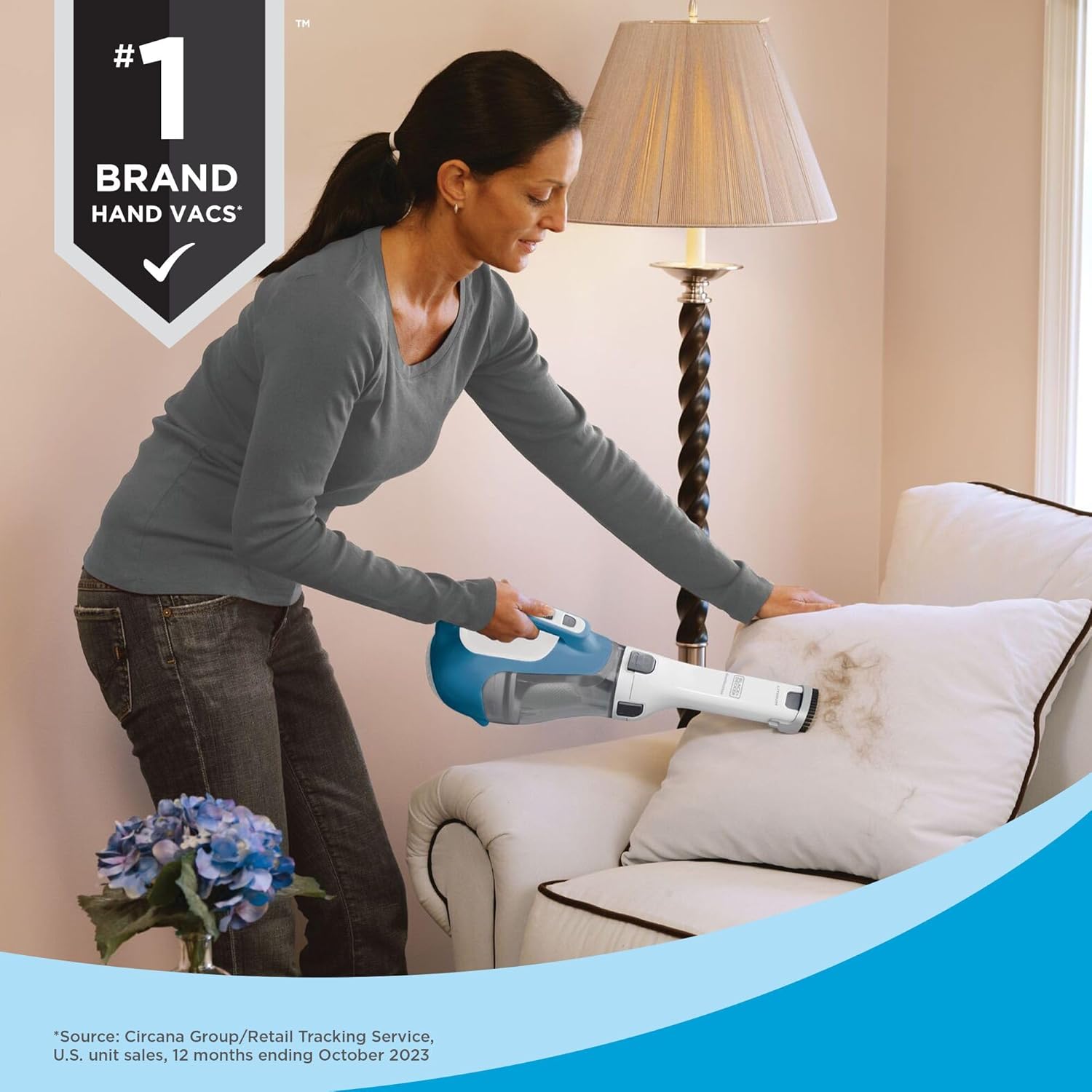 BLACK+DECKER dustbuster AdvancedClean – Cordless Handheld Vacuum for Home & Car with Crevice Tool & Rotating Nozzle (CHV1410L)