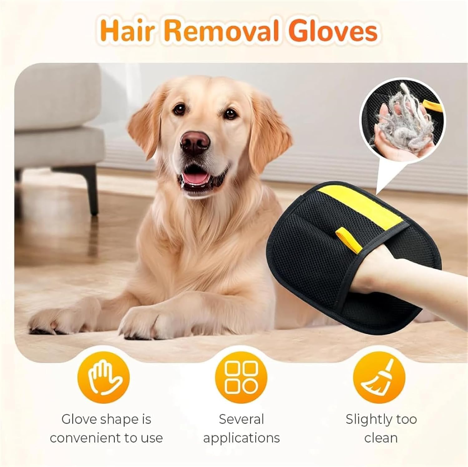 Yomi Pet Hair Glove – Reusable Double-Sided Fur Remover (2-Pack, Black)