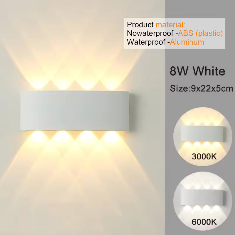 Modern LED Wall Sconce – Up & Down Indoor/Outdoor Wall Light for Living Room, Hallway, Bedroom