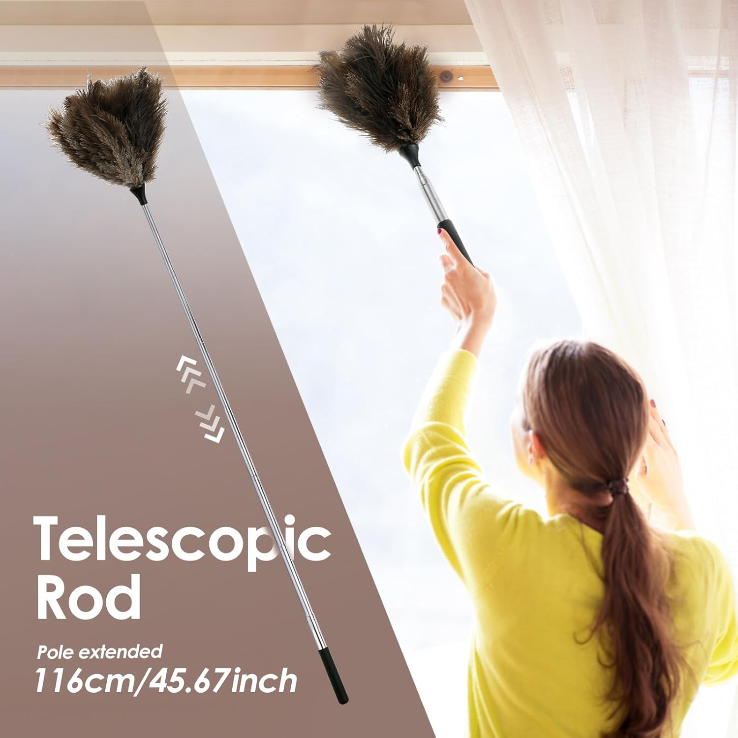 Extendable Feather Duster – Reusable Adjustable Cleaning Duster for Ceilings, Blinds, Furniture & Cars