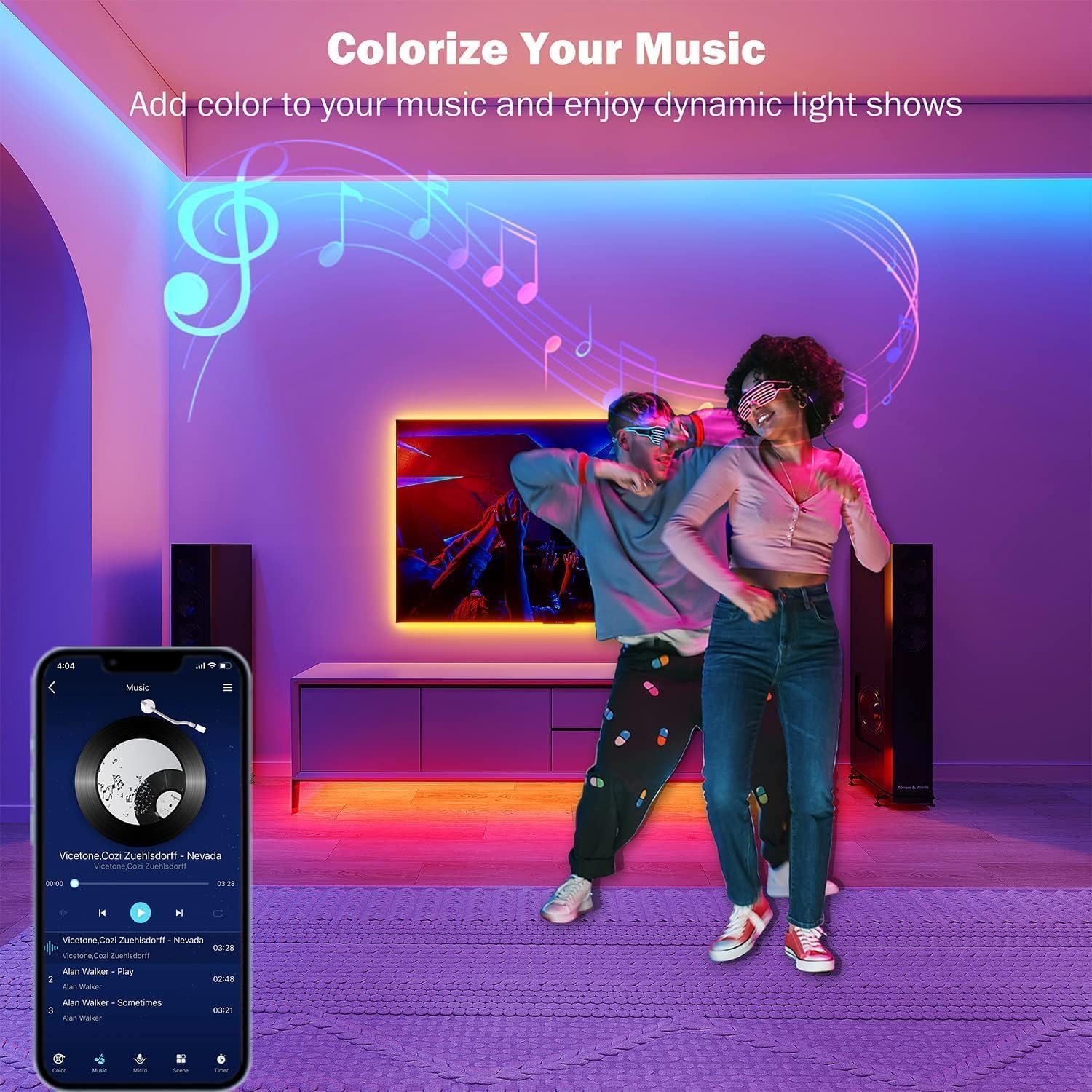 30M Bluetooth RGB LED Strip Lights with Music Sync