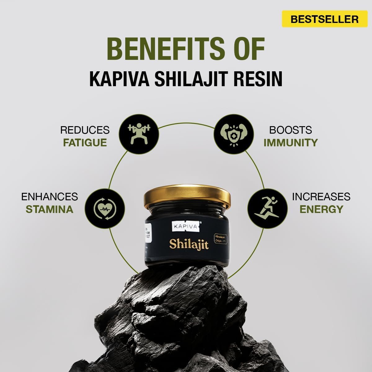 Kapiva Himalayan Shilajit Resin – Pure Ayurvedic Energy & Stamina Booster (30g, 250mg/Serving)