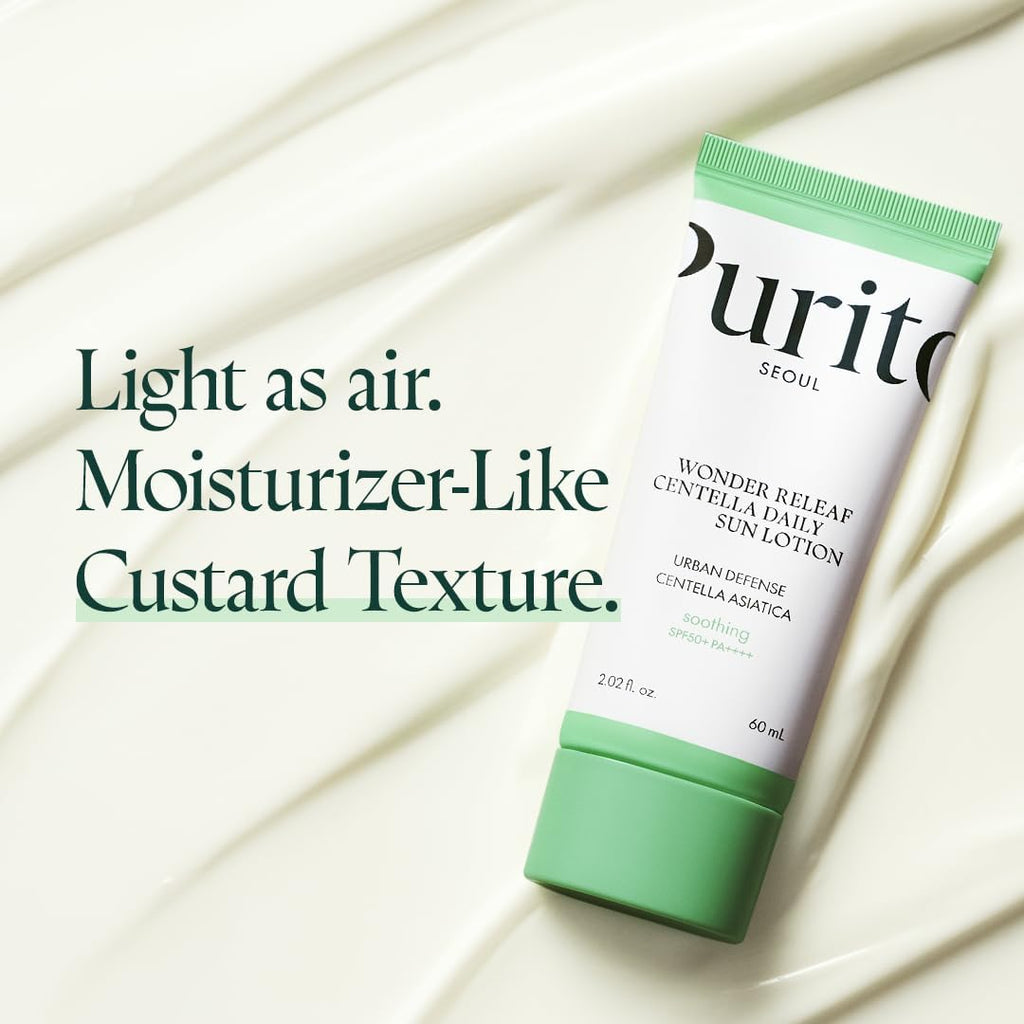 PURITO Wonder Releaf Centella Daily Sun Lotion SPF50+ PA++++ – Lightweight K-Beauty (60ml)