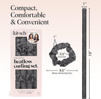 Kitsch Heatless Curling Set – Satin Overnight Curlers with Scrunchies & Blowout Rod (Charcoal)