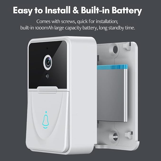 Wireless Video Doorbell Camera, 1080P Smart Video Doorbell with Chime, 2-Way Audio Night Vision with Chime Receiver for Home Security, 2.4 GHz WiFi Door Camera, Easy Setup, Adjustable