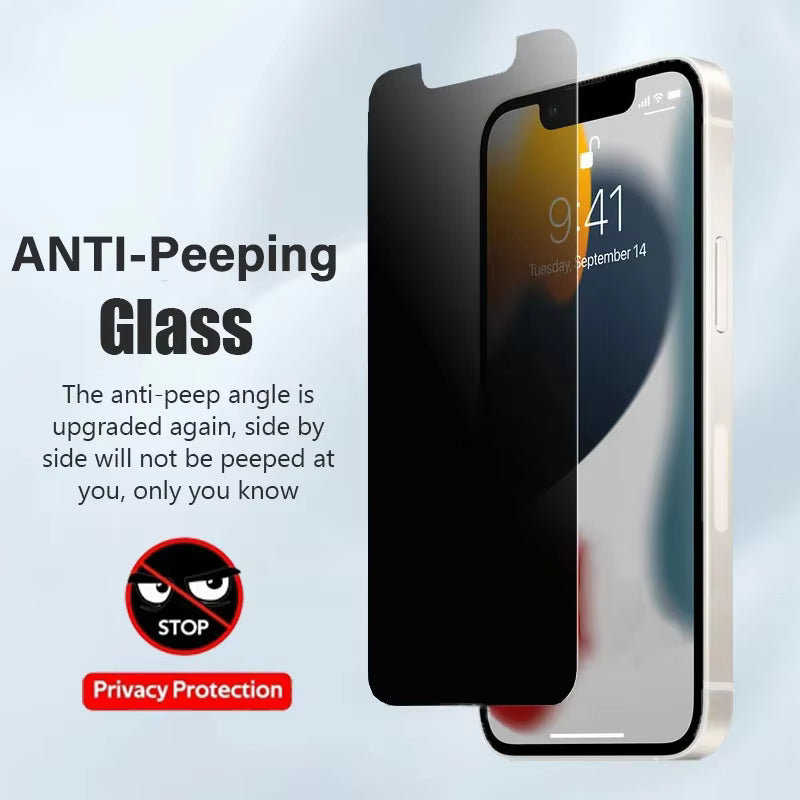 Anti-Peep Tempered Glass Screen Protector – Full Cover for iPhone 11 to 16 Series