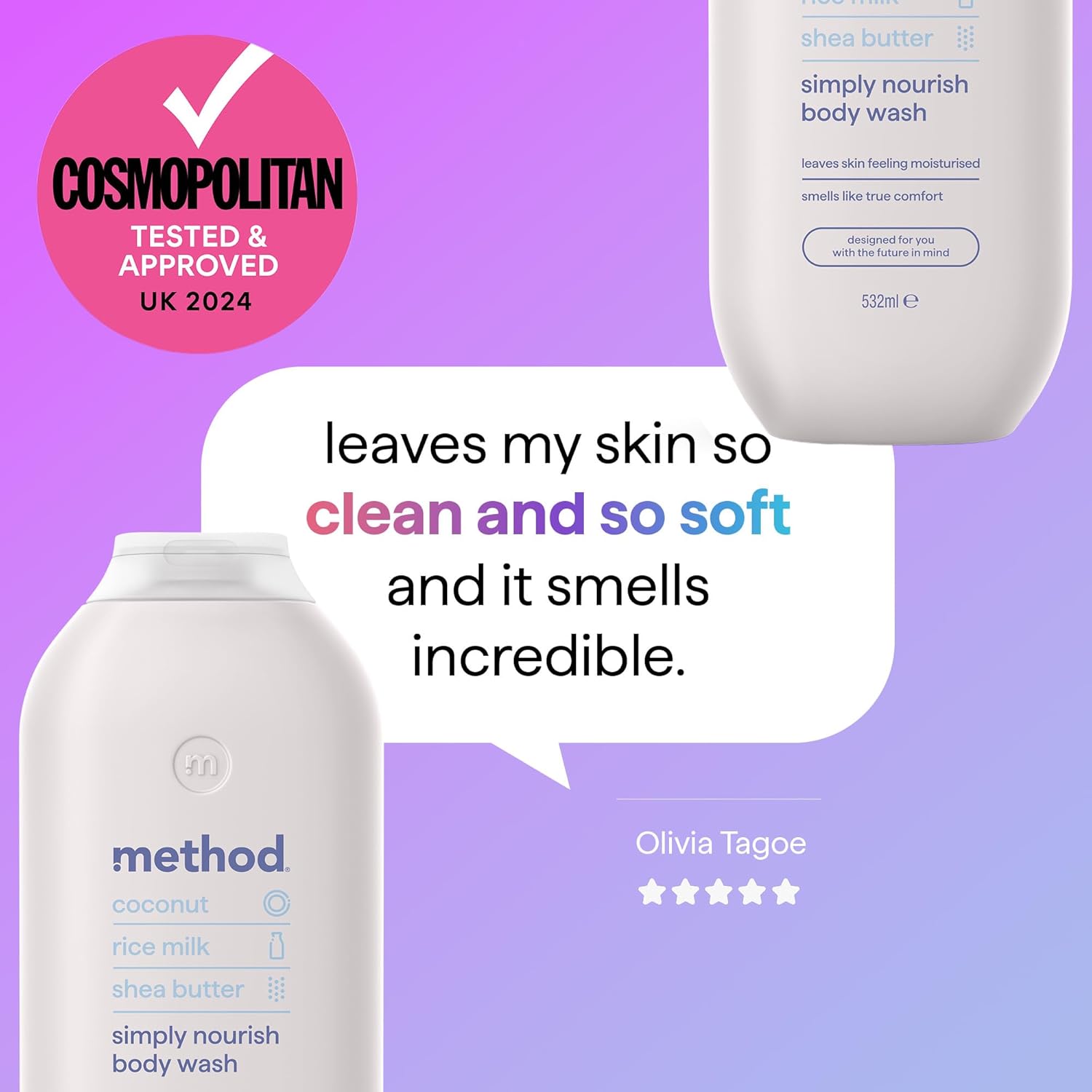 Method Simply Nourish Body Wash – Coconut, Rice Milk & Shea Butter Shower Gel (532ml)