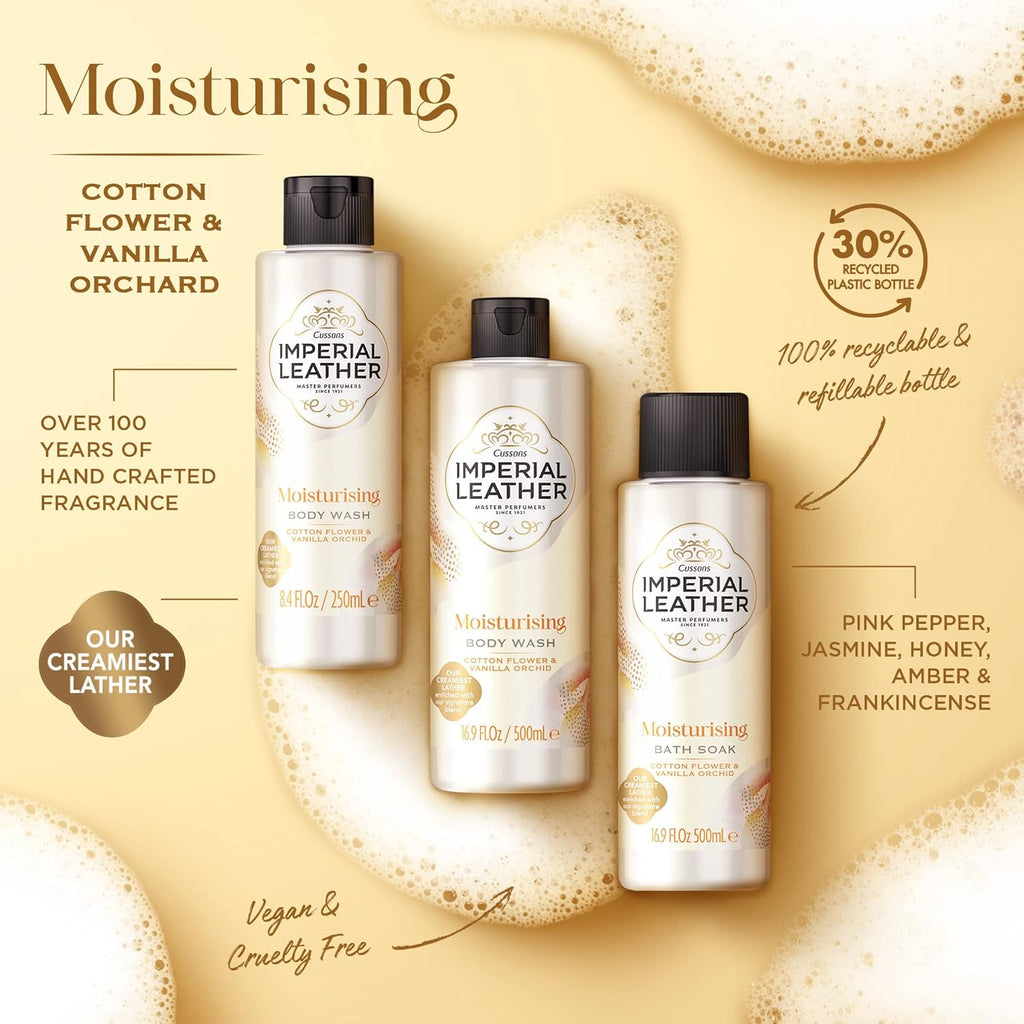 Imperial Leather Cotton Flower & Vanilla Bubble Bath – Moisturising Bath Soak (4x500ml)
