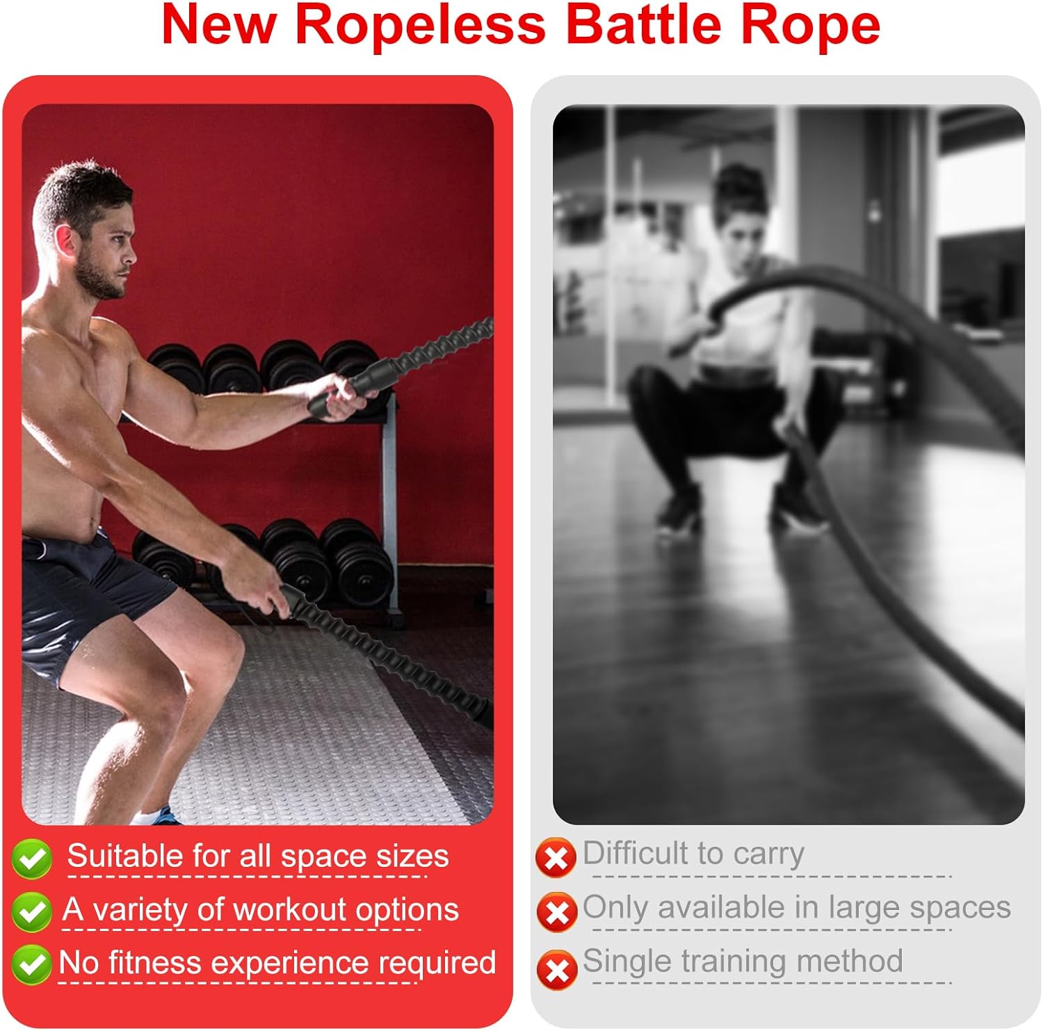 2-Pack Ropeless Weighted Battle Ropes – Portable Home & Outdoor Workout