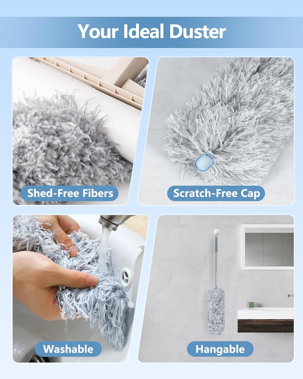 Extendable Microfiber Feather Duster – Telescopic Cleaning Tool