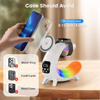 C-Shape RGB LED Night Lamp with Wireless Charging, 15W Fast Charger & Smart Bluetooth Speaker – Music Visualization Sleep Light for iPhone, iWatch, AirPods, and Home Desk