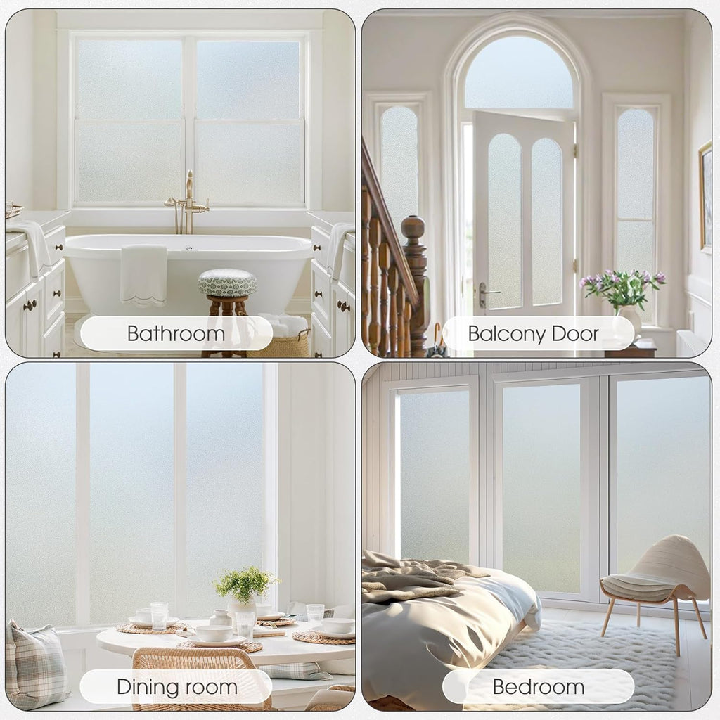 Lifetree Frosted Window Privacy Film – Static Cling Opaque Glass Cover 44.5×200 cm