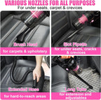 Viewsun 20PCS Pink Car Cleaning Kit – Interior Detailing Set with Drill Brushes, Windshield Tools & Cleaning Gel