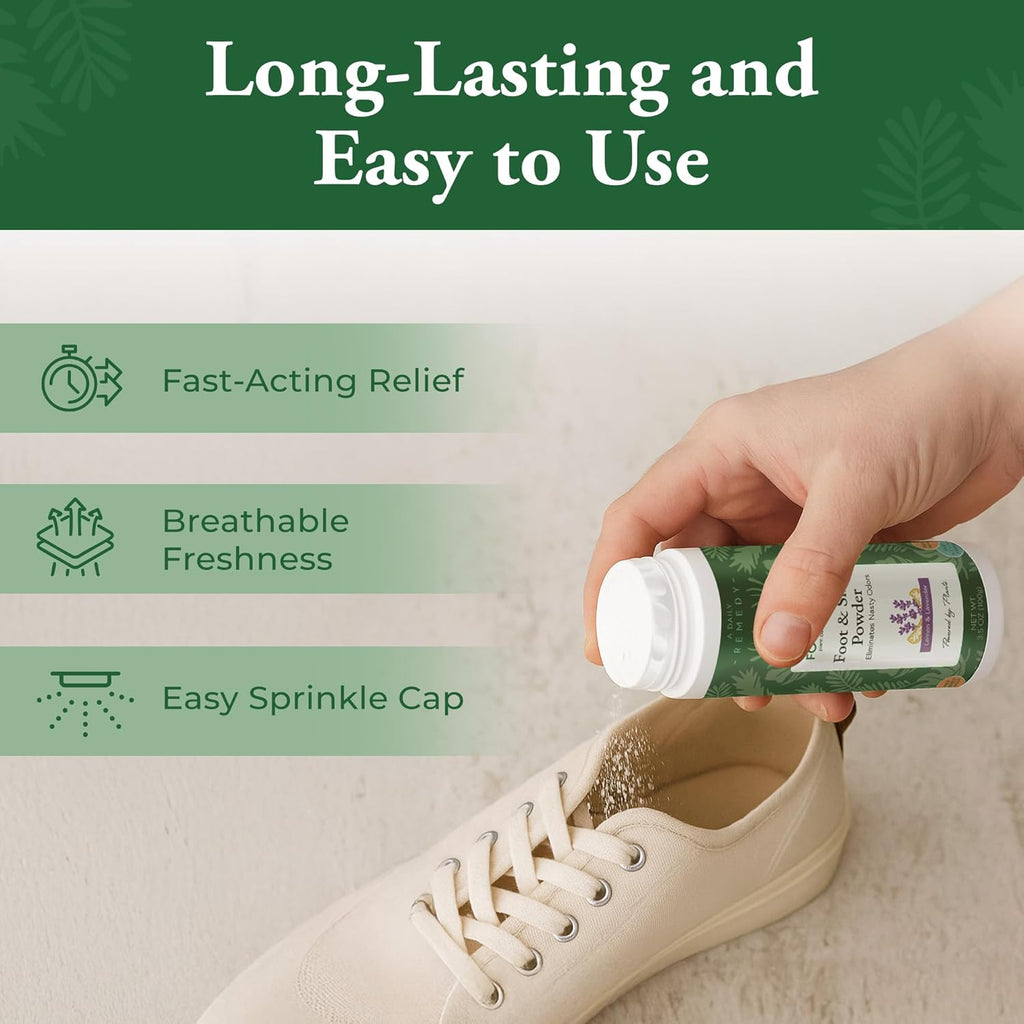 Foot Sense Natural Foot & Shoe Powder – Long-Lasting Odor Eliminator (Up to 6 Months Protection) for Fresh, Sweat-Free Feet