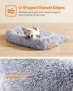 Feandrea FluffyHug Calming Dog Sofa Bed – Grey Ombré, M (80×75×16 cm) for Small & Medium Dogs