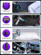 4-in-1 Mini Car Vacuum & Air Duster – Super Power Handheld Cordless Cleaner (Purple)