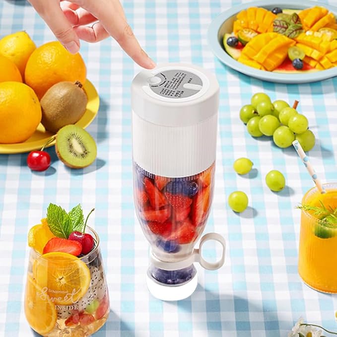 USB Portable Mini Blender Bottle – Rechargeable Smoothie Maker (White)