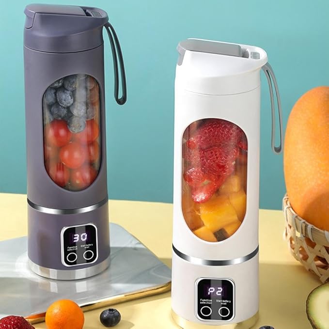 Digital Portable Juicer Blender – 450ML, LED Display, Leak-Proof (Purple)