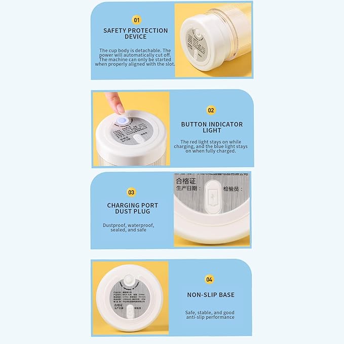 USB Portable Mini Blender Bottle – Rechargeable Smoothie Maker (White)