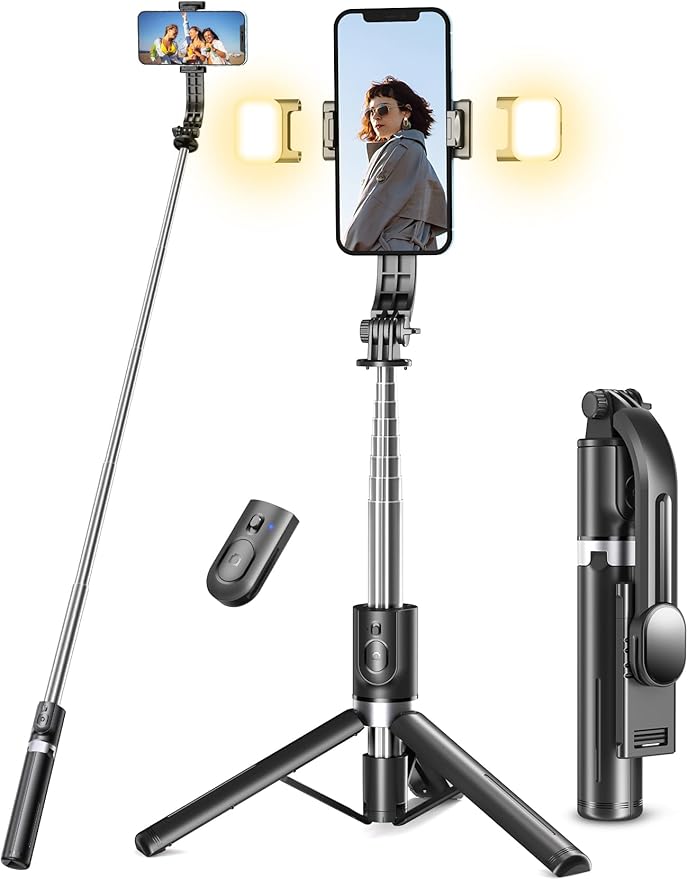 45” Selfie Stick Tripod with Fill Lights