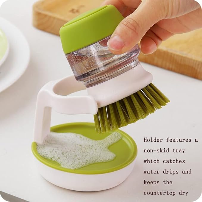 Soap Dispensing Dish Brush with Drip Holder