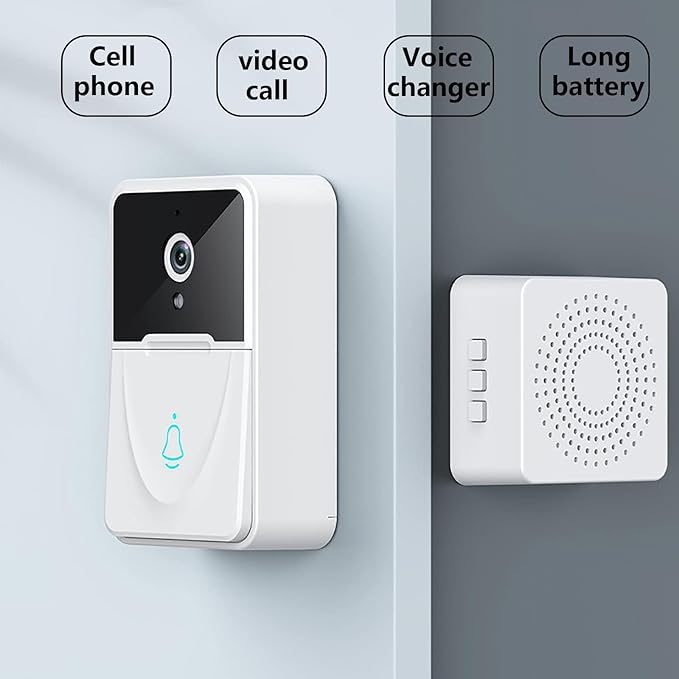 Wireless Video Doorbell Camera, 1080P Smart Video Doorbell with Chime, 2-Way Audio Night Vision with Chime Receiver for Home Security, 2.4 GHz WiFi Door Camera, Easy Setup, Adjustable