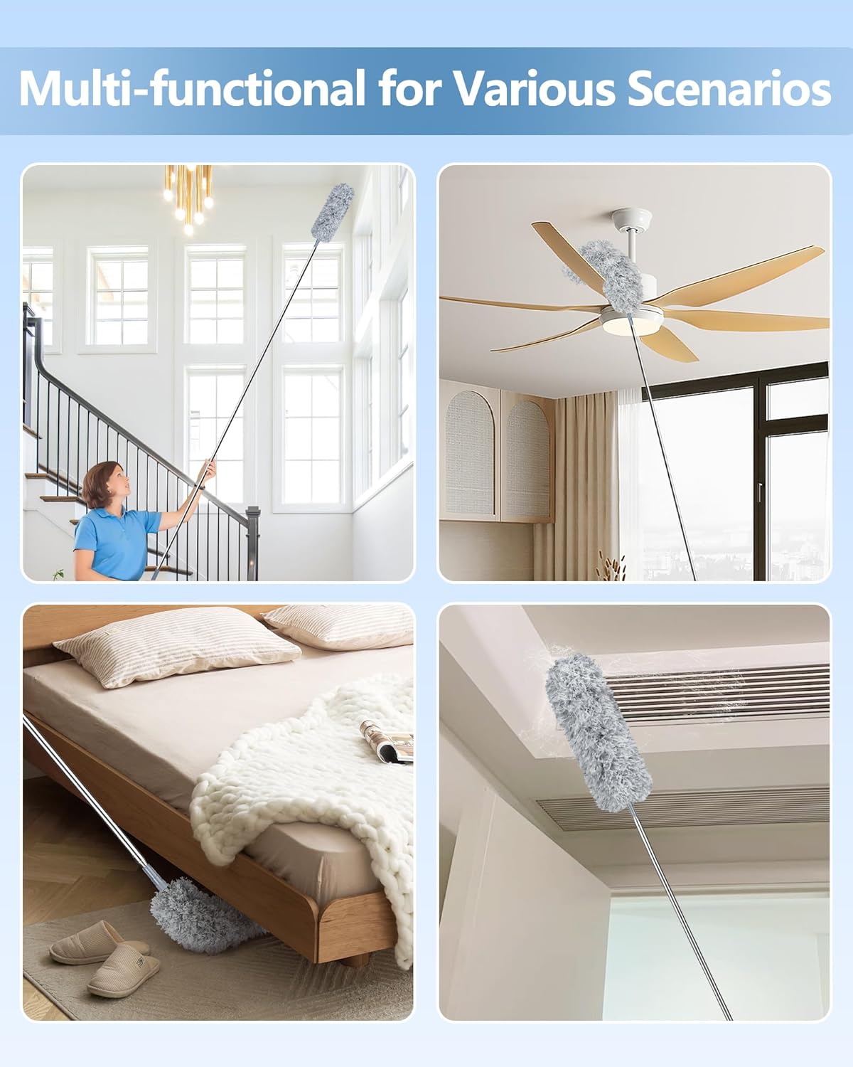 Extendable Microfiber Feather Duster – Telescopic Cleaning Tool