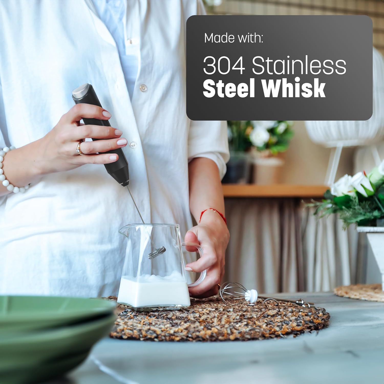 Keplin Handheld Milk Frother – Electric Coffee Whisk