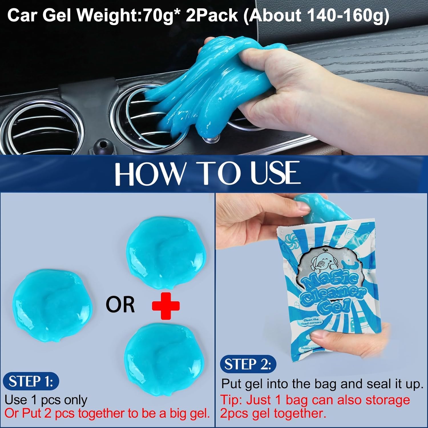 Car Interior Cleaning Kit – Duster Brush & Gel Putty Set for Dashboard, Vents & Detailing