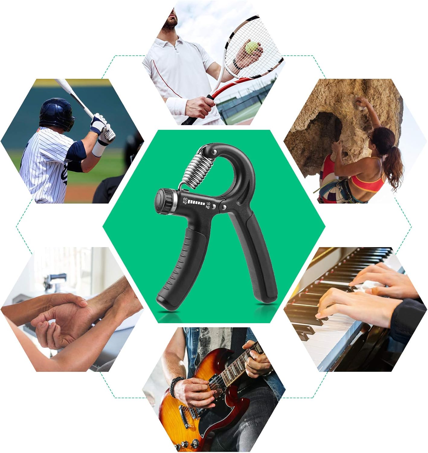 NIYIKOW Adjustable Hand Grip Strengthener – Forearm & Grip Trainer 10-60kg