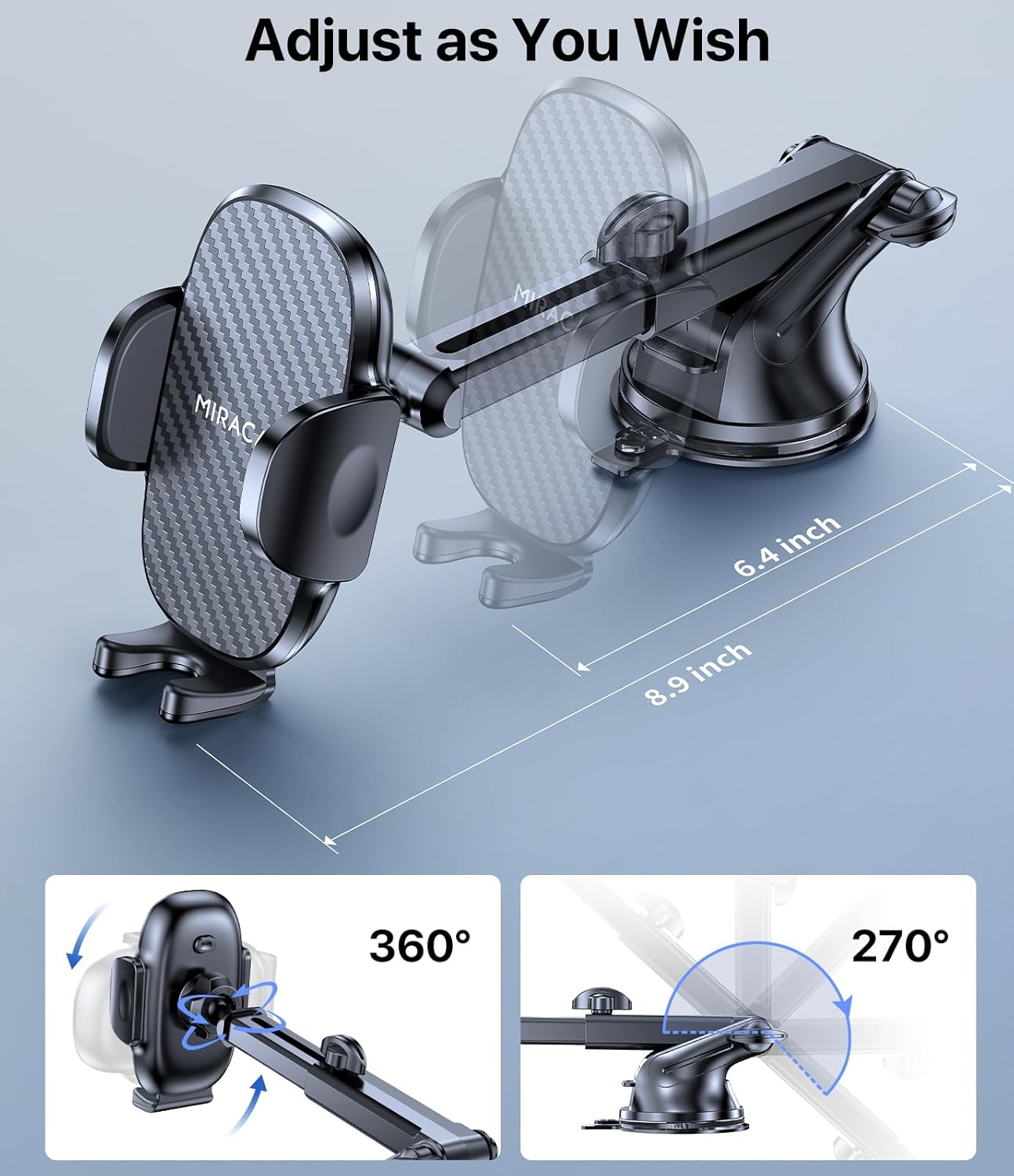 Miracase 3-in-1 Car Phone Holder 360° Rotatable