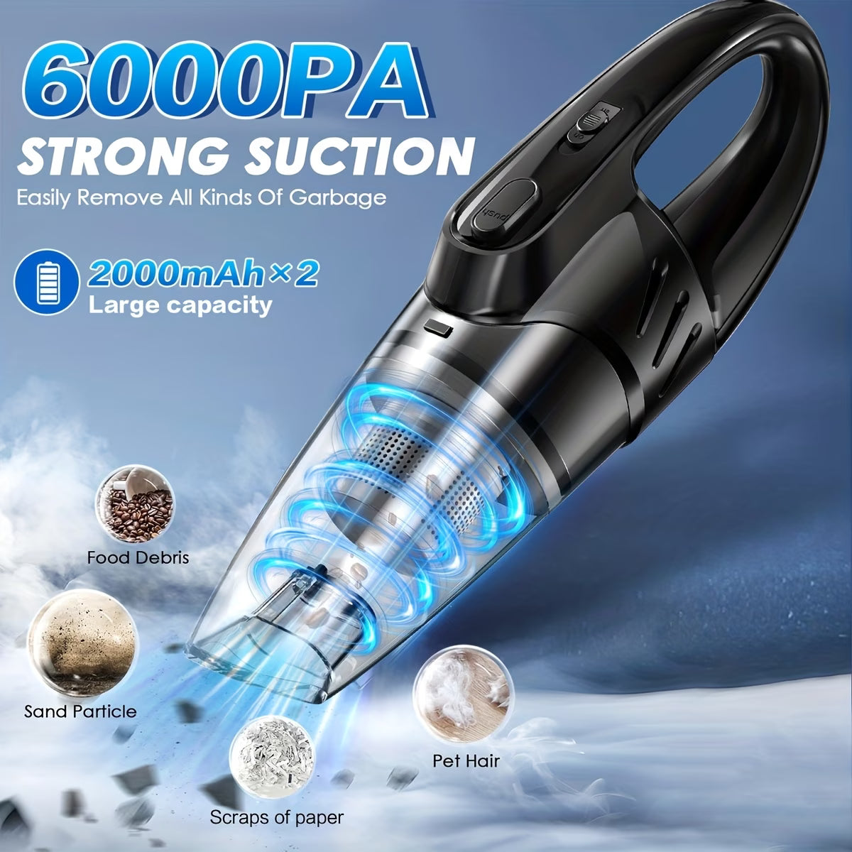 6000PA Handheld Vacuum Cleaner – Super Suction, Quiet, Multi-Purpose for Car, Home & Pets (Pink Gift Edition)