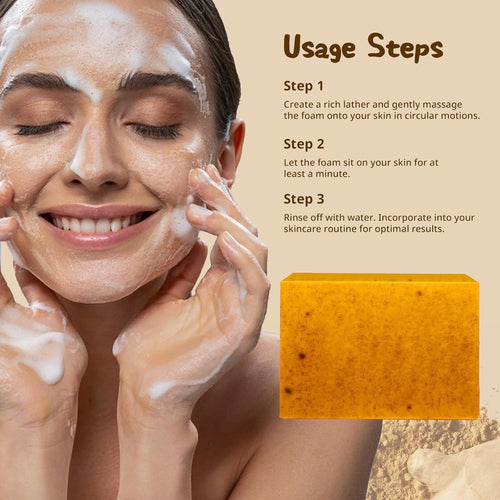 2PCS Turmeric & Kojic Acid Soap Bars – Dark Spot & Acne Remover with Foaming Nets