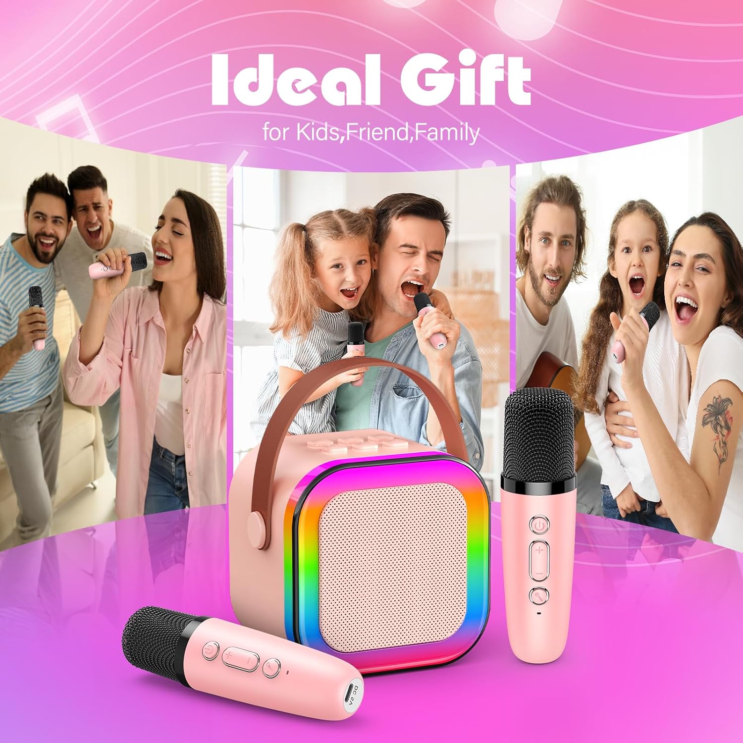 Karaoke Machine with 2 Microphones – Birthday Gift for Girls (Ages 3-15)