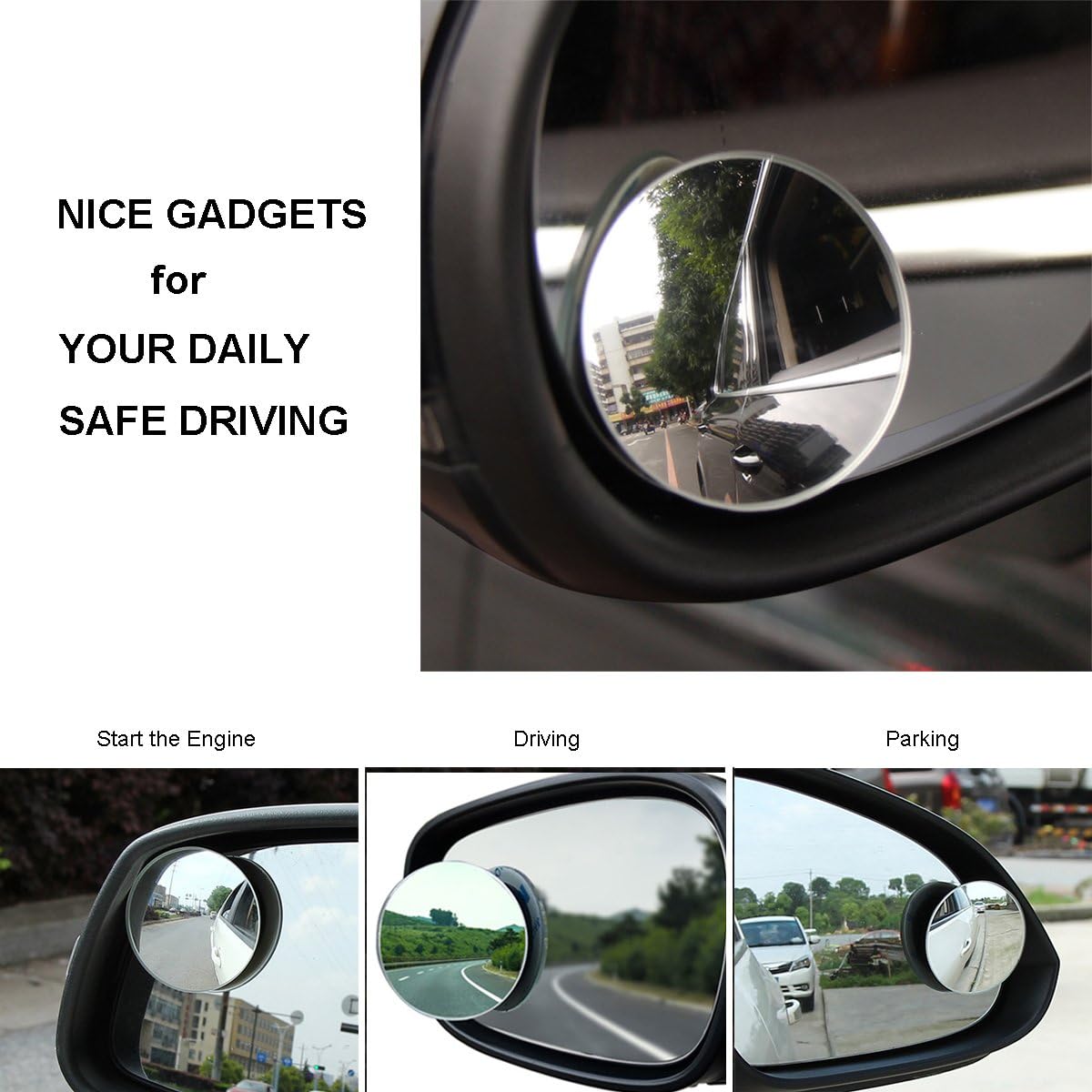 BEEWAY 360° Blind Spot Mirrors – Pack of 2