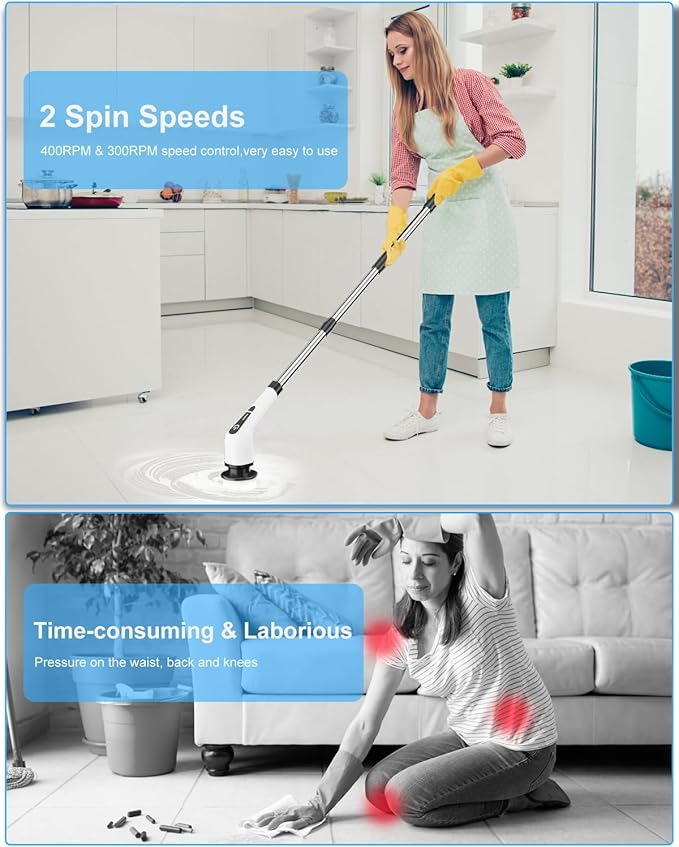 Leebein Cordless Electric Spin Scrubber with 8 Brush Heads