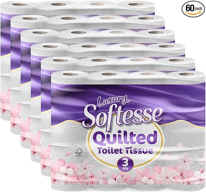 60 Pack 3-Ply Quilted Toilet Rolls