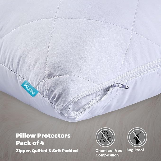 4-Pack Anti-Allergy Zipped Pillow Protectors