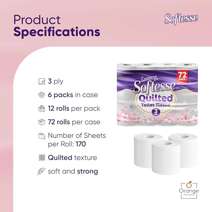 60 Pack 3-Ply Quilted Toilet Rolls